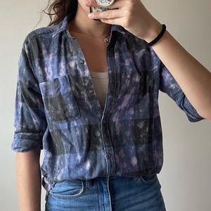 Hollister Acid Wash Plaid Button Up